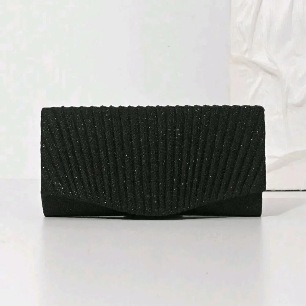 Brand New Ladies Black Glitter Evening Bag - Picture 6 of 7